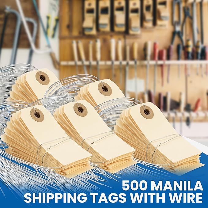Perco Manila Shipping Tags with Metal Wire #1 2 3/4 x 1 3/8 (7x3.5 cm) Pack of 500