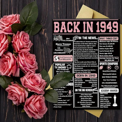 YiKaLus Happy 75th Birthday Card for Friends Bestie, Best 75 Year Old Birthday Gifts Decorations for Women Men, Rose Gold Back In 1949 Card