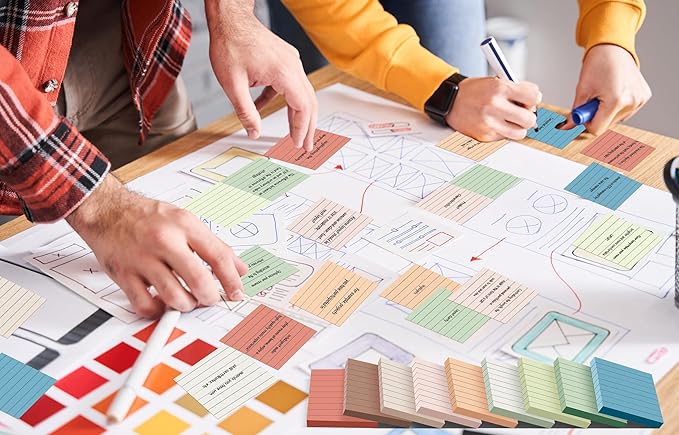 (18 Pack) Lined Sticky Notes 3x3 in Post, Vintage Colors, Sticky Pads, Strong Adhesive, Recyclable, Self-Stick Pads, Easy to Post for Home, Office, Notebook