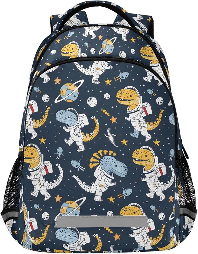 MNSRUU Laptop Backpack with Chest Strap, Astronaut Dinosaur School Backpack, Travel Hiking Backpack for Boys Girls Teen Adult, Rucksack, Knapsack