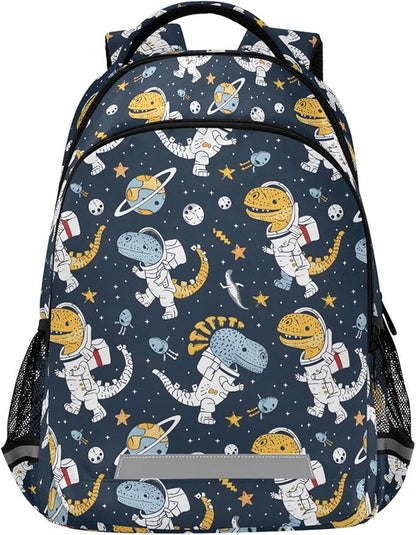 MNSRUU Laptop Backpack with Chest Strap, Astronaut Dinosaur School Backpack, Travel Hiking Backpack for Boys Girls Teen Adult, Rucksack, Knapsack