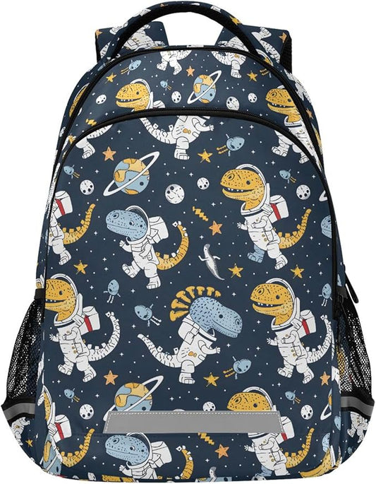 MNSRUU Laptop Backpack with Chest Strap, Astronaut Dinosaur School Backpack, Travel Hiking Backpack for Boys Girls Teen Adult, Rucksack, Knapsack