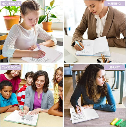 feela 3 Pack Hardcover Notebook For Women, Classic Ruled Lined Journal Set School Business Supplies, with 3 Black Pens, 120 GSM, 5.1”x8.3”, A5, Pastel Colors, Light Blue, Light Purple, Light Green