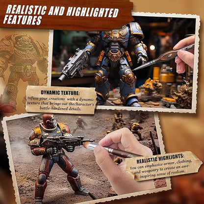 Detail Paint Brushes Dry Brushes, Golden Maple 10PC Flat Miniature Dry Paint Brushes Fine Detail Paint Brush Set for Acrylic, Oil, Watercolor & Citadel, Figurine, 40k.