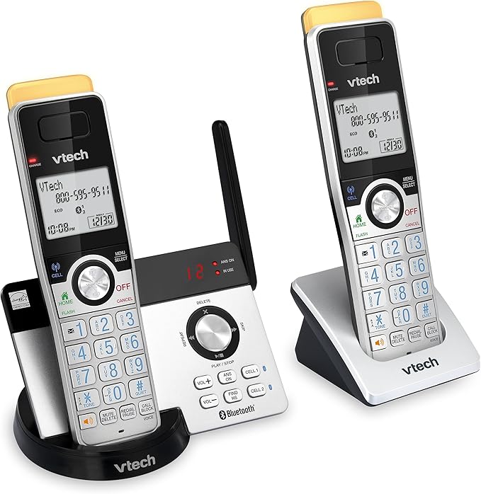 VTECH IS8121-2 Super Long Range up to 2300 Feet DECT 6.0 Bluetooth 2 Handset Cordless Phone for Home with Answering Machine, Call Blocking, Connect to Cell, Intercom and Expandable to 5 Handsets