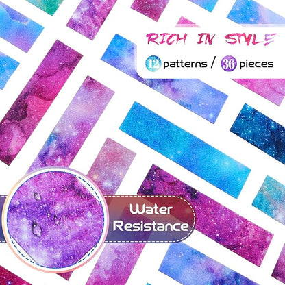 36 Pieces Anxiety Sensory Stickers Cute Fidget Textured Strips Toys Anti Stress Tactile Rough Sensory Calm Textured Strips Adhesives Anxiety Relief for Adults Teens Desk Classroom (Ink and Starry Sky)