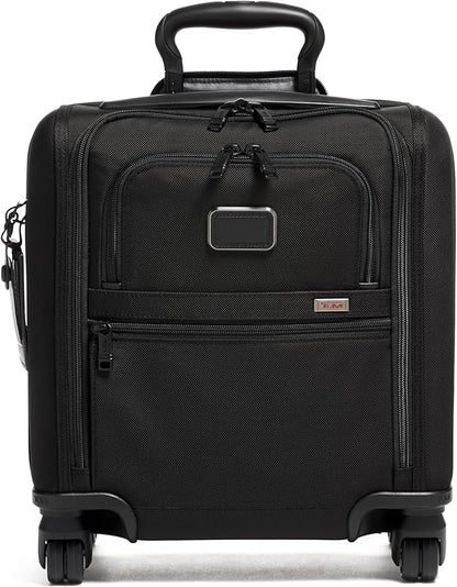 TUMI - Alpha Small Compact 4-Wheeled Briefcase - Laptop Briefcase - Rolling Suitcase with USB Ports - TUMI Tracer - Black