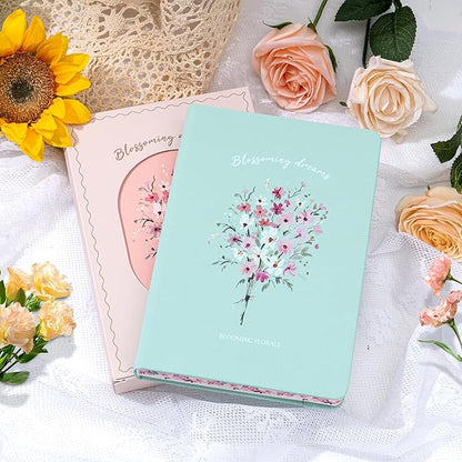 Lined Journal Notebook for Women 320 Pages Thick Floral Diary A5 Aesthetic Hardcover Journaling Notebooks for Writing with Gift Box, 5.7 x 8.3 In, Green