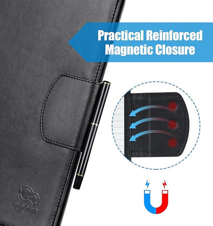 Padfolio Clipboard Folder, Leather Portfolio Organizer Binder with Magnetic Closure Cover for Interview Resume Office Conference, Business Portfolio Included Letter Sized Papers & Sticky Tabs & Pen