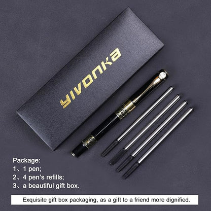 YIVONKA Ballpoint Pen Black Refill,business pens,Luxury Pen,Best Ball Pen Gift Set for Men & Women Professional Executive,Office,Nice Pens Classy Gift Box (Black)