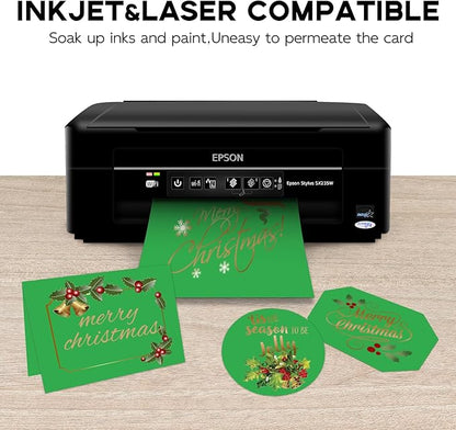 100 Sheets Green Cardstock 8.5 x 11, Goefun 65lb Green Construction Paper 8.5 x 11 for Christmas Cards Making, Invitations and Craft