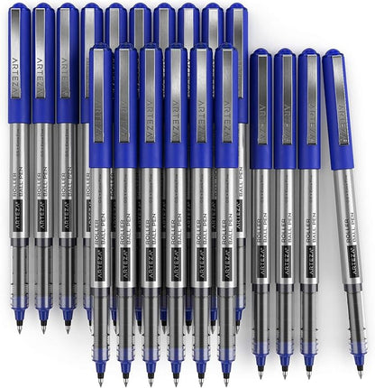 ARTEZA Rollerball Pens, Pack of 20, 0.5mm Blue Liquid Ink Pens for Bullet Journaling, Fine Point Rollerball, Office Supplies for Writing, Taking Notes & Sketching