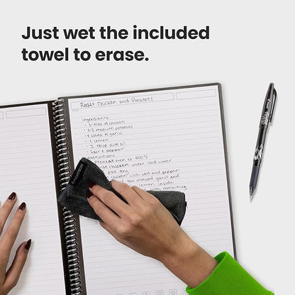Rocketbook New Core Reusable Spiral Notebook, Letter Size 8.5x11, Black - Lined Pages, App-Connected, Erasable, Durable Cover, Ideal for School, Work, and Creative Projects (Pack of 1)