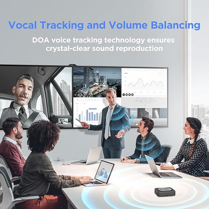 BM35 Wireless Bluetooth Microphone Conference Speakerphone, 360° Omnidirectional Sound Pickup 20ft Radius 8-Array Microphones, AI Noise Reduction NFC Wireless Quick Connection, 15H Talk Time