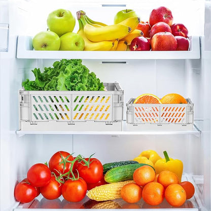 Tixill 2-Pack Mini Foldable Plastic Baskets for Organizing and Storage, Collapsible Storage Crate for Home Kitchen Bedroom Bathroom Office (9.8x6.5x3.8, Grey)