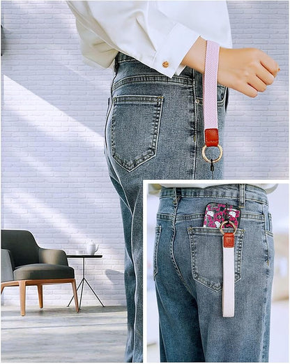 Wristlet Keychain for Women Stretchy Wrist Keychain Lanyard for Phone Case Wallet Id Card Badges (Smoke Violet)