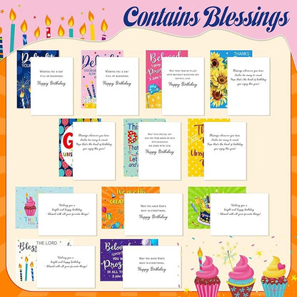 120 Pack Religious Christian Birthday Cards Bulk with Scripture Bible Verse 4.5 x 6.2 Inch Assorted Christian Blessings Greeting Cards for Birthday with Envelopes and Stickers(Classic Style)