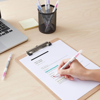 Amazon Basics Erasable Highlighters Assorted Colors, Dual Tip, 12-Pack, Office and School Supplies for Note-Taking