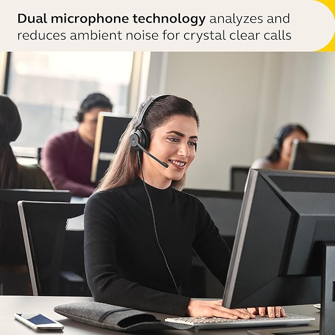 Jabra Evolve2 30 SE Wired Stereo Noise-Cancelling Headset - Features 2-Microphone Call Technology and USB-A Cable - MS Teams Certified, Works with All Other Platforms - Black