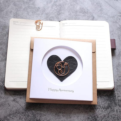 Personalized Initial Copper Card, Copper Initial, Anniversary Card for Her, Couple, Gift for Her (I)