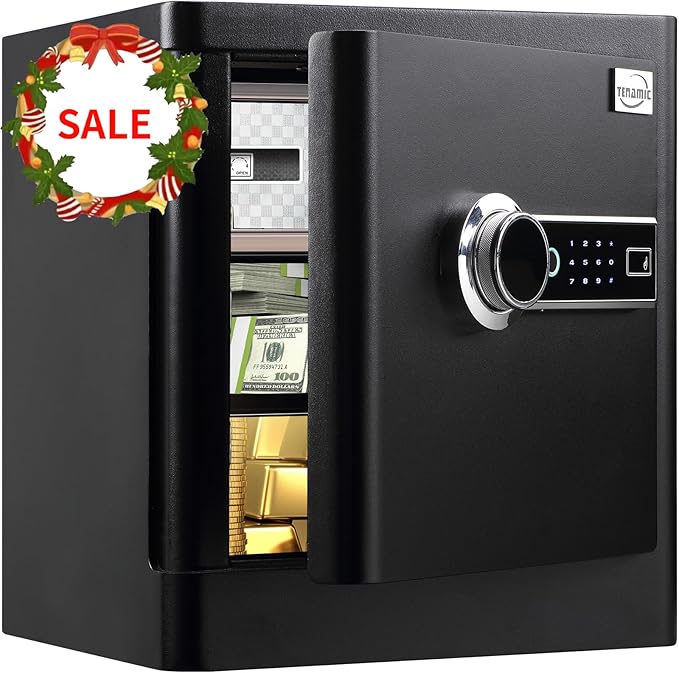 Tenamic Deluxe Biometric Fingerprint Safe Box Smart Touch Screen Fireproof Safe for Home Office Hotel 2.16 Cubic Feet