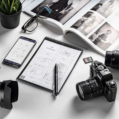 Rocketbook Smart Reusable Notebook, Flip Letter Size Spiral Notebook, Lunar Winter, (8.5" x 11")