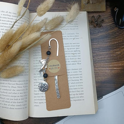 Retro Metal Bookmark for Bookish Gifts Wing Mask Bow and Arrow Charms Book Mark for Book Lover Gifts for Women Men (Night-Black)