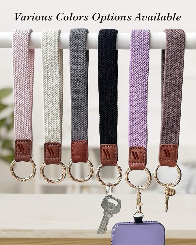 Wristlet Keychain for Women Stretchy Wrist Keychain Lanyard for Phone Case Wallet Id Card Badges (Light Purple)