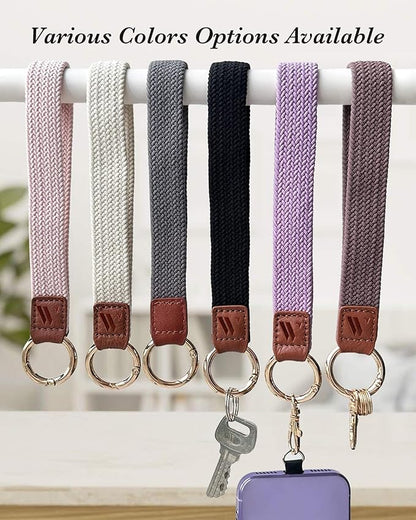 Wristlet Keychain for Women Stretchy Wrist Keychain Lanyard for Phone Case Wallet Id Card Badges (Smoke Violet)