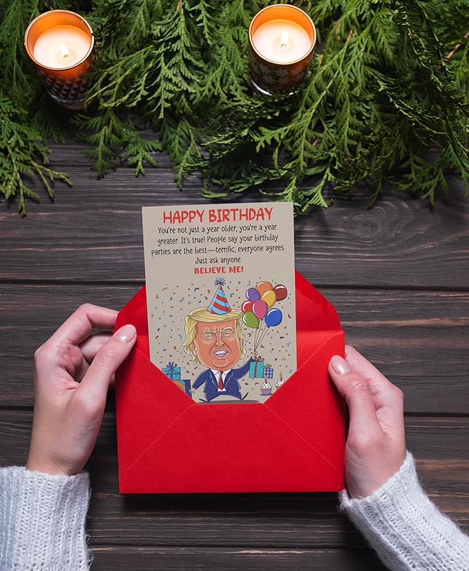 Funny Birthday Card for Him, Her, Men, Women, Dad, Mom, Grandma, Grandpa, Wife, Husband - Folded 5"x7" Cardstock with Red Envelope - Happy Birthday Gift Card