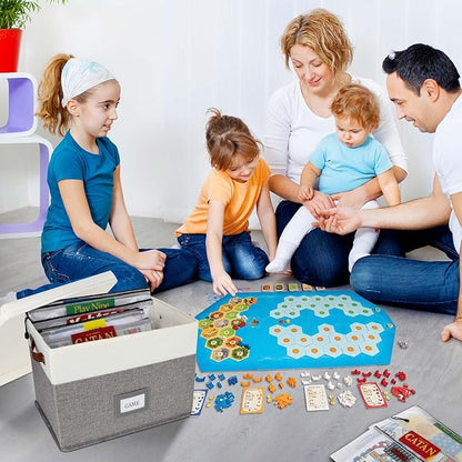 Board Game Storage, Board Game Organizer with 12pcs Zipper Bags and Writable Stickers, Board Game Organizers Storage with Lid for Office Supplies, Puzzles, Video Game, Craft Product