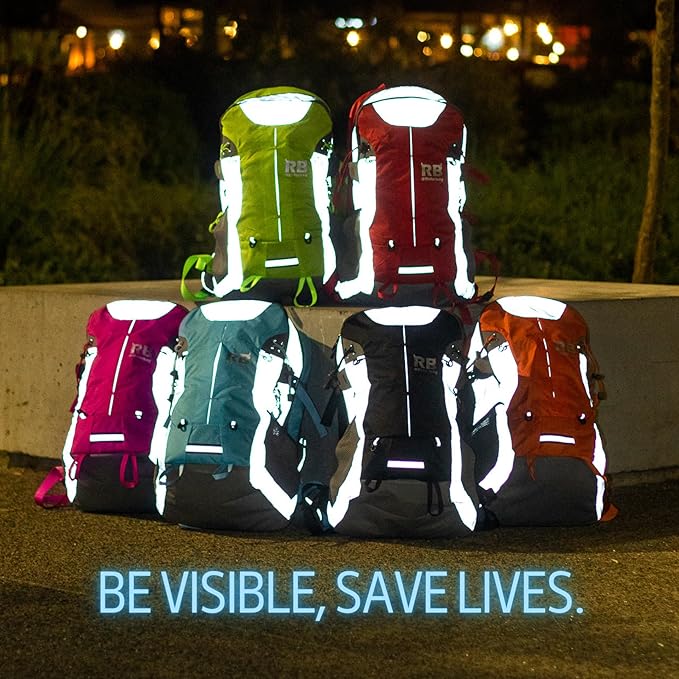 Reflective Motorcycle Backpack Lightweight, Water Resistant Casual Daypack with Laptop Pocket for Safe Commuter, Biking, and Daily Use. 35L Sport bookbag to Avoid Accidents (light blue backpack)