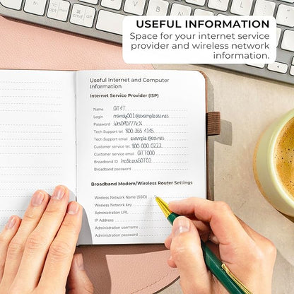 Clever Fox Password Book with Alphabetical tabs. Internet Address Organizer Logbook. Small Pocket Password Keeper for Website Logins (Brown)