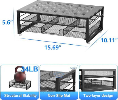 gianotter Computer Monitor Stand Riser, Desk Organizers and Accessories with Drawer, Office Desk Accessories & Workspace Desktop Organizers Storage for Classroom Office Supplies (Black)