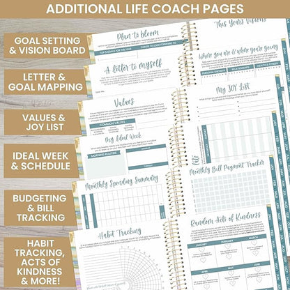 bloom daily planners 2025 Planner HARDCOVER Calendar Year Day Planner (January 2025 - December 2025) - Task & Goal Organizer - Monthly & Weekly Inspirational Agenda Book - 5.5" x 8.25" - Watercolor Waves