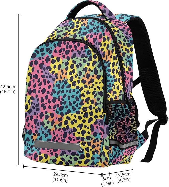MNSRUU Laptop Backpack with Chest Strap, Leopard School Backpack, Travel Hiking Backpack for Boys Girls Teen Adult, Rucksack, Knapsack