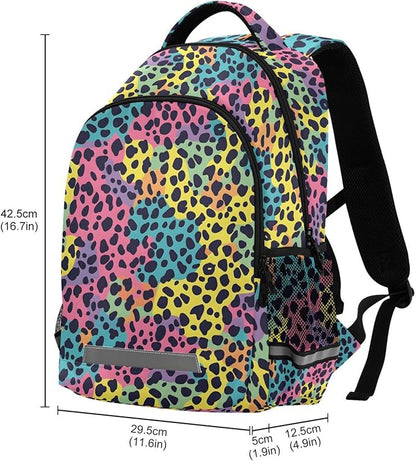 MNSRUU Laptop Backpack with Chest Strap, Leopard School Backpack, Travel Hiking Backpack for Boys Girls Teen Adult, Rucksack, Knapsack