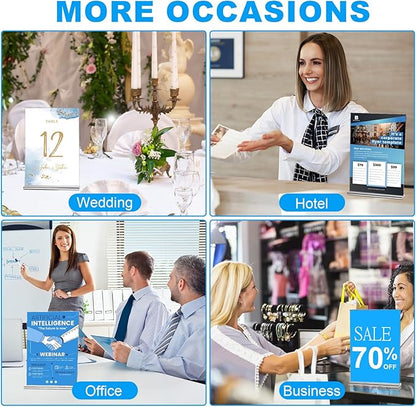 EHWINE 10 Pack Acrylic Sign Holder 4x6, Double-Sided Stand up Table Top Sign Holders, Clear Acrylic Picture Frame Paper Holder Display Stand for Office Business Store Wedding Party