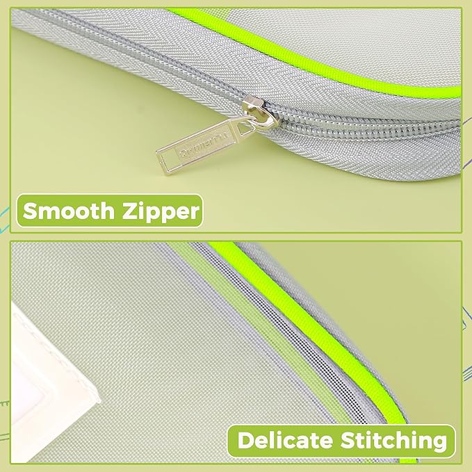 Pendancy Mesh Zipper Pouch 14.8x10.8 in Transparent Lightweight Nylon File Folders, A4 Size Multi-Layer Subject Document Organizer Accessories Storage Bag for Office and School Supplies(Yellow)