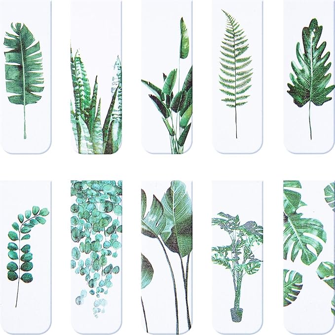 Chinco 10 Pieces Magnetic Bookmarks Magnet Page Markers Assorted Book Markers Set for Students Reading Gifts for Christmas(Tortoiseshell Leaf)