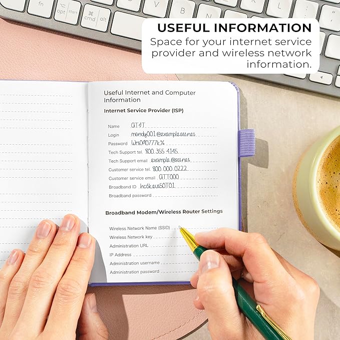 Clever Fox Password Book with Alphabetical tabs. Internet Address Organizer Logbook. Small Pocket Password Keeper for Website Logins (Lavender)