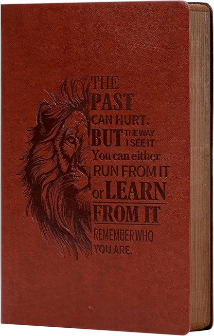 Leather Journal for Men Soft Cover 256 Pages Lined Journals for Writing A5 Lion Journaling Notebooks Vintage Inspirational Diary, 5.7" x 8.3", Red