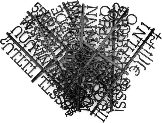 1 Inch Letters for Flet Letter Board,188 Pieces Including Letters, Numbers & Symbols for Changeable Plstic Letter Board by Veskaoty (Black)