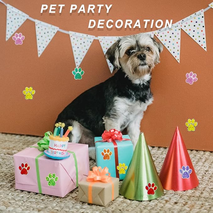 Paw Print Stickers,1.5" Holographic Shiny Bear Paw Print Stickers,Dog Puppy Paw Stickers Bear Paw Stickers with Perforation Line (500PCS,Multicolor)