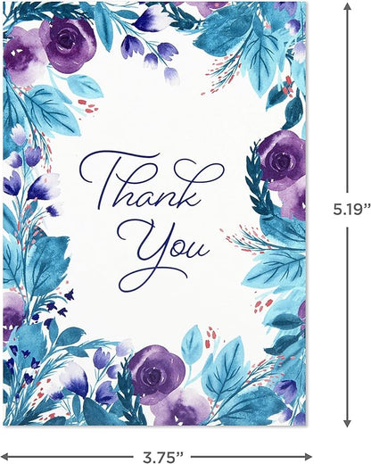 Hallmark Thank You Cards Assortment, Painted Flowers (48 Cards with Envelopes for Baby Showers, Wedding, Bridal Showers, All Occasion)