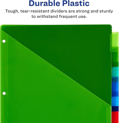 Avery Dividers for 3 Ring Binders, 8-Tab Sets, Two-Pocket Plastic Binder Dividers with Tabs, Multicolor, 24 Sets (11907)
