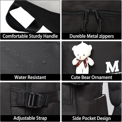 Boys and Girls Insulated Lunch Bag Set Backpack, Youth School Backpack, Children's Backpack, Laptop Backpack (Black)