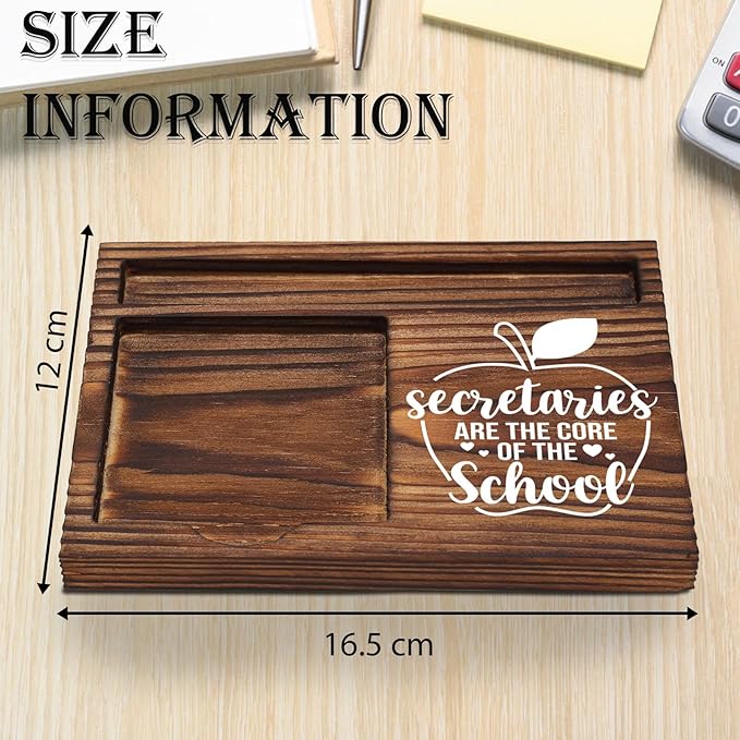School Secretary Gifts Sticky Note Holder Wooden, Thank You Appreciation Gift for Secretary School Receptionist Assistant Front Office Crew, School Office Decor Desk Self-Stick Note Pad Holders TZP12