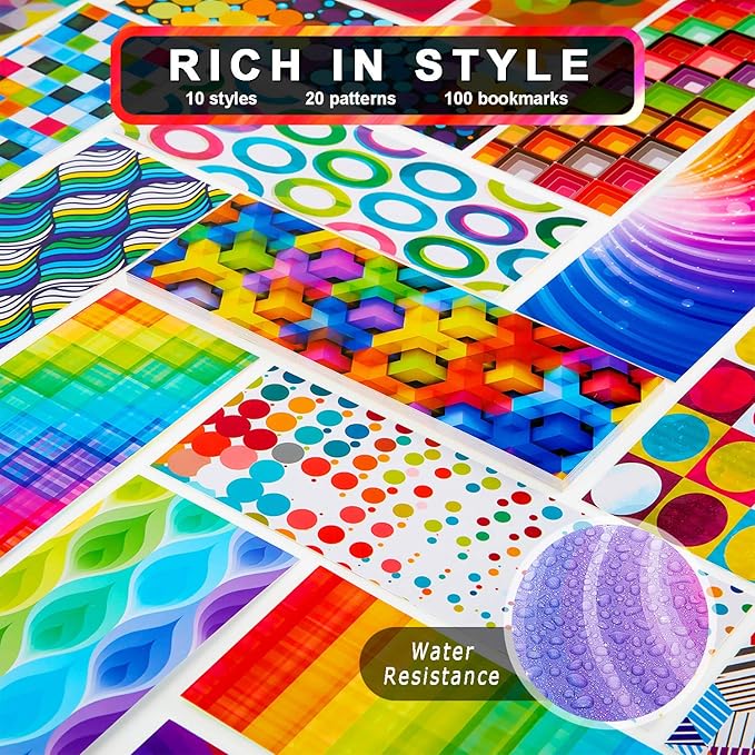 Kids Laminated Book Markers Optical Bookmarks Reading Bookmarks Creative Colored Bookmarks for Teacher Student Kids Classroom School Office Stationery Supply (100 Pieces)