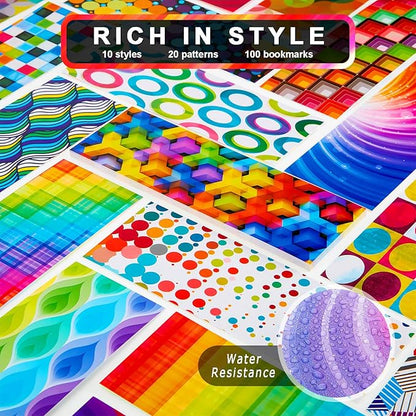 Kids Laminated Book Markers Optical Bookmarks Reading Bookmarks Creative Colored Bookmarks for Teacher Student Kids Classroom School Office Stationery Supply (100 Pieces)